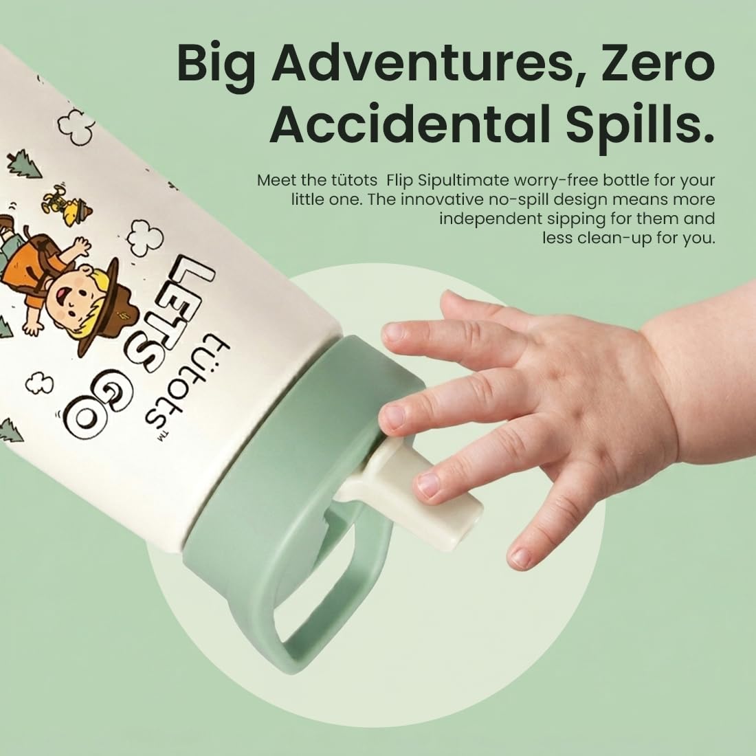tütots Kids Sipper Water Bottle – Trekking Theme Flip Spout Lid