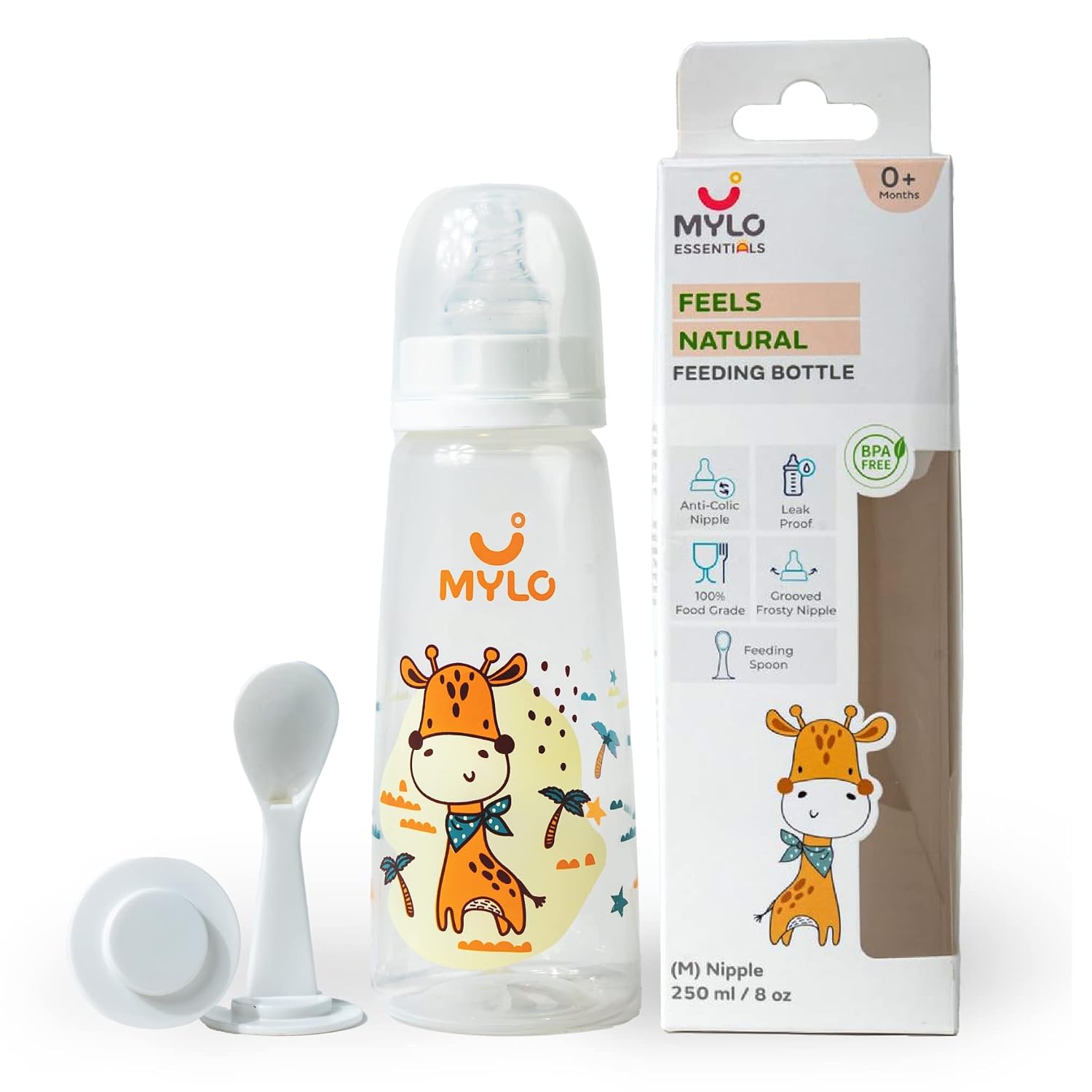 Mylo Baby 2 in 1 Feeding Bottle with Spoon 250ml