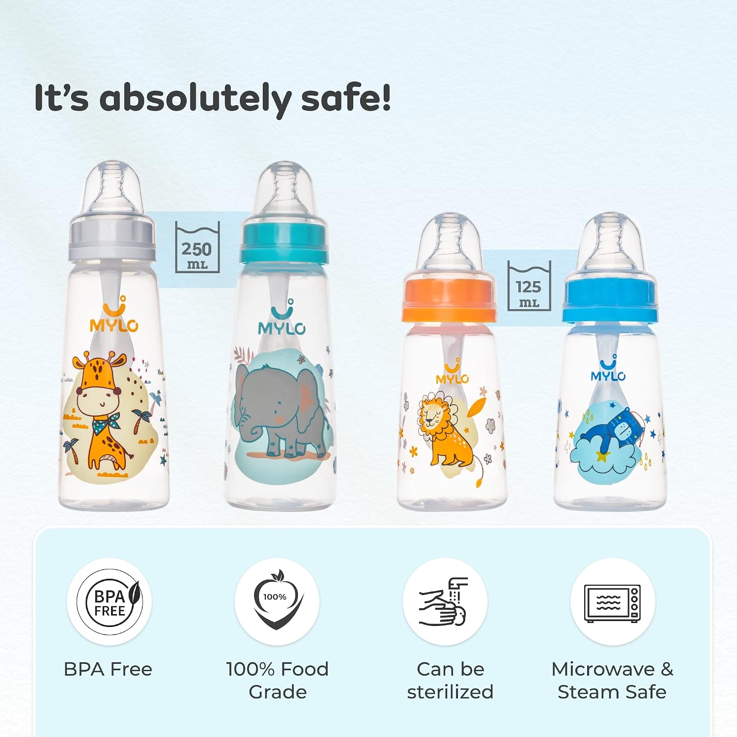 Mylo Baby 2 in 1 Feeding Bottle with Spoon 250ml