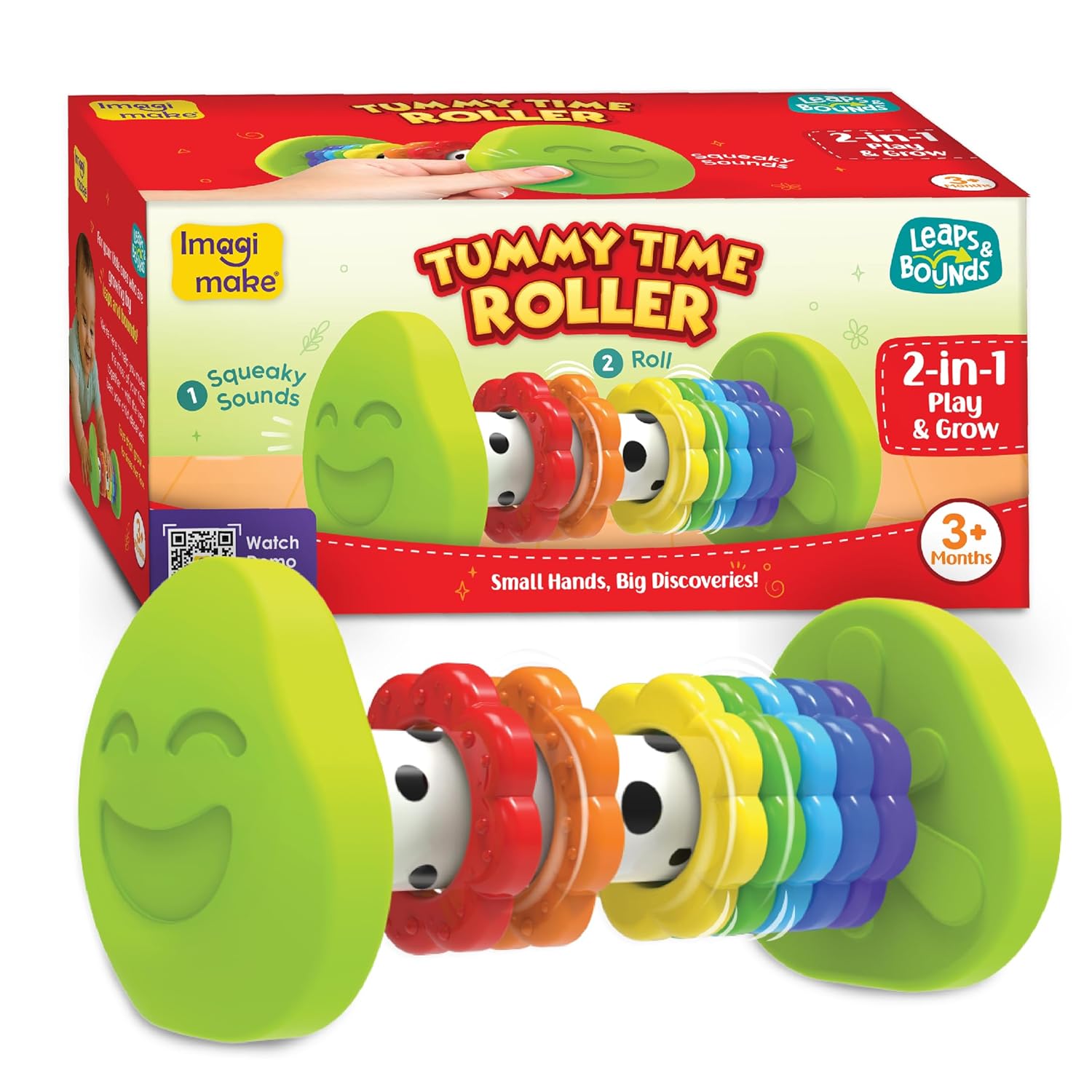 ImagiMake Tummy Time Roller Baby Toy (2-in-1 Play & Grow)