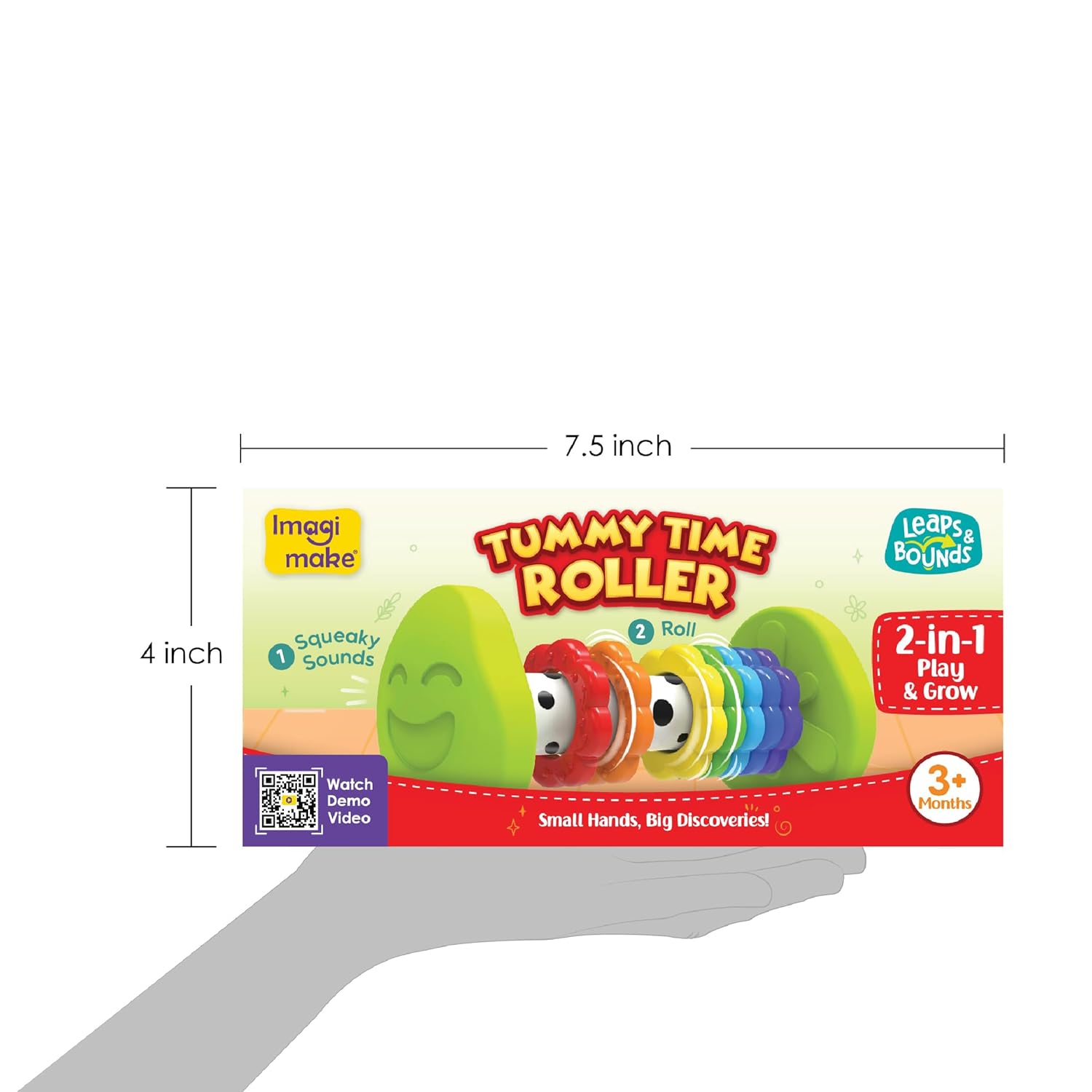 ImagiMake Tummy Time Roller Baby Toy (2-in-1 Play & Grow)