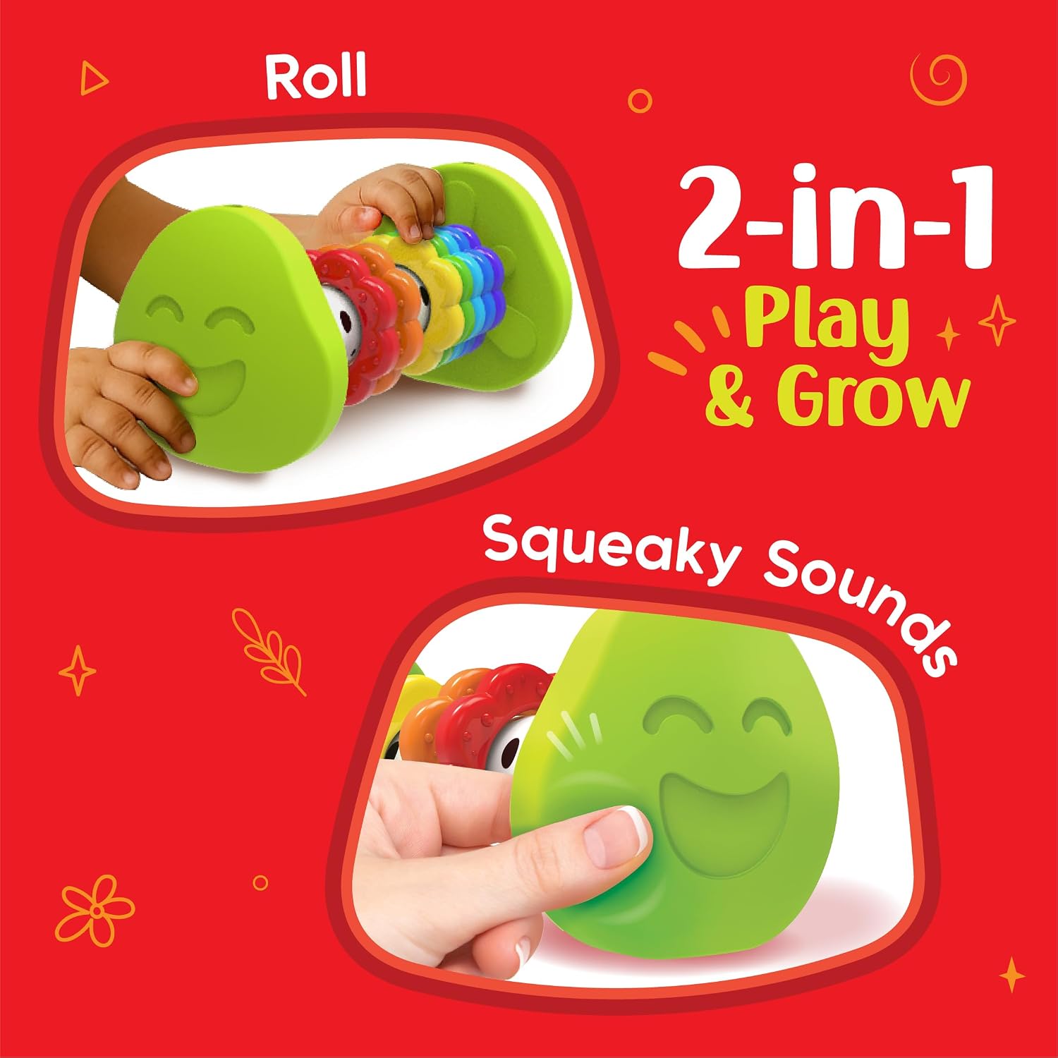 ImagiMake Tummy Time Roller Baby Toy (2-in-1 Play & Grow)