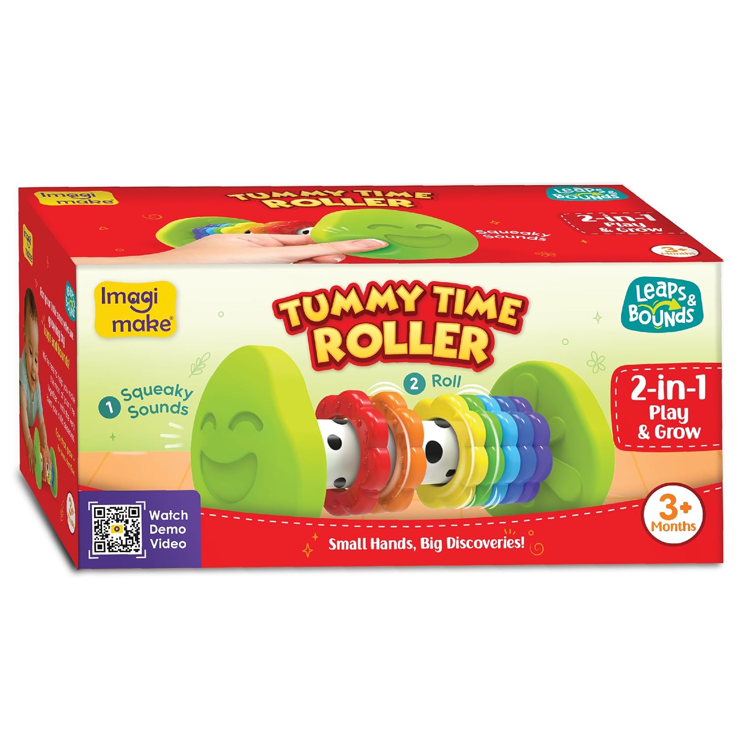 ImagiMake Tummy Time Roller Baby Toy (2-in-1 Play & Grow)