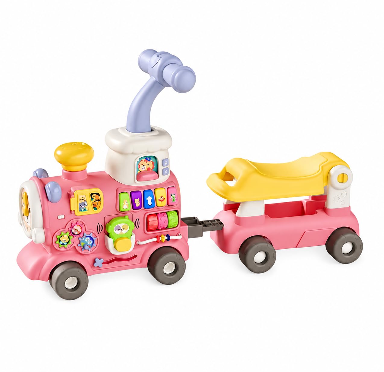 5-in-1 Multi-Functional Baby Walker Train Push Walker with Detachable Ride-On