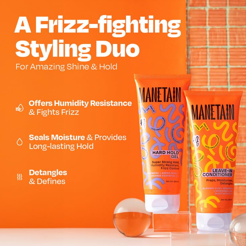 MANETAIN Hydrate & Hold Curl Kit (Leave-in Conditioner 200ml + Hard Hold Gel 200ml)