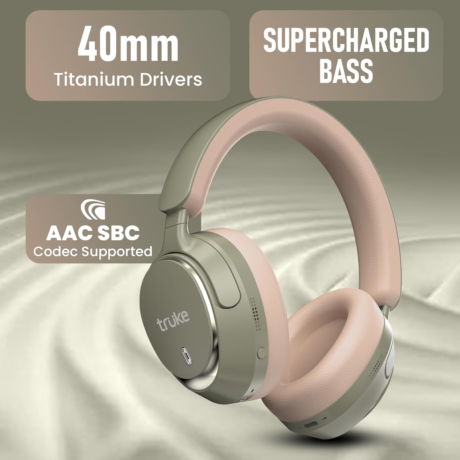 truke Aura Bass V2 Wireless Over-Ear Headphones – Forest Green