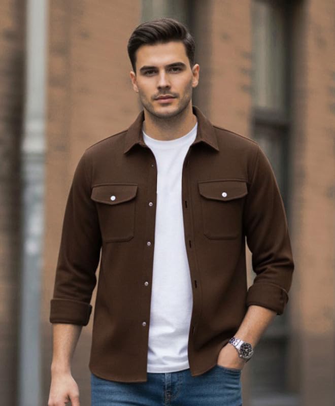 DEELMO Men's Stylish Cotton Blend Casual Shirt