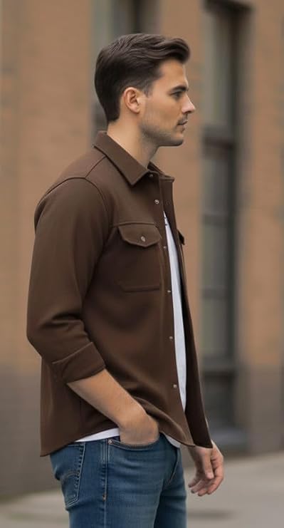 DEELMO Men's Stylish Cotton Blend Casual Shirt