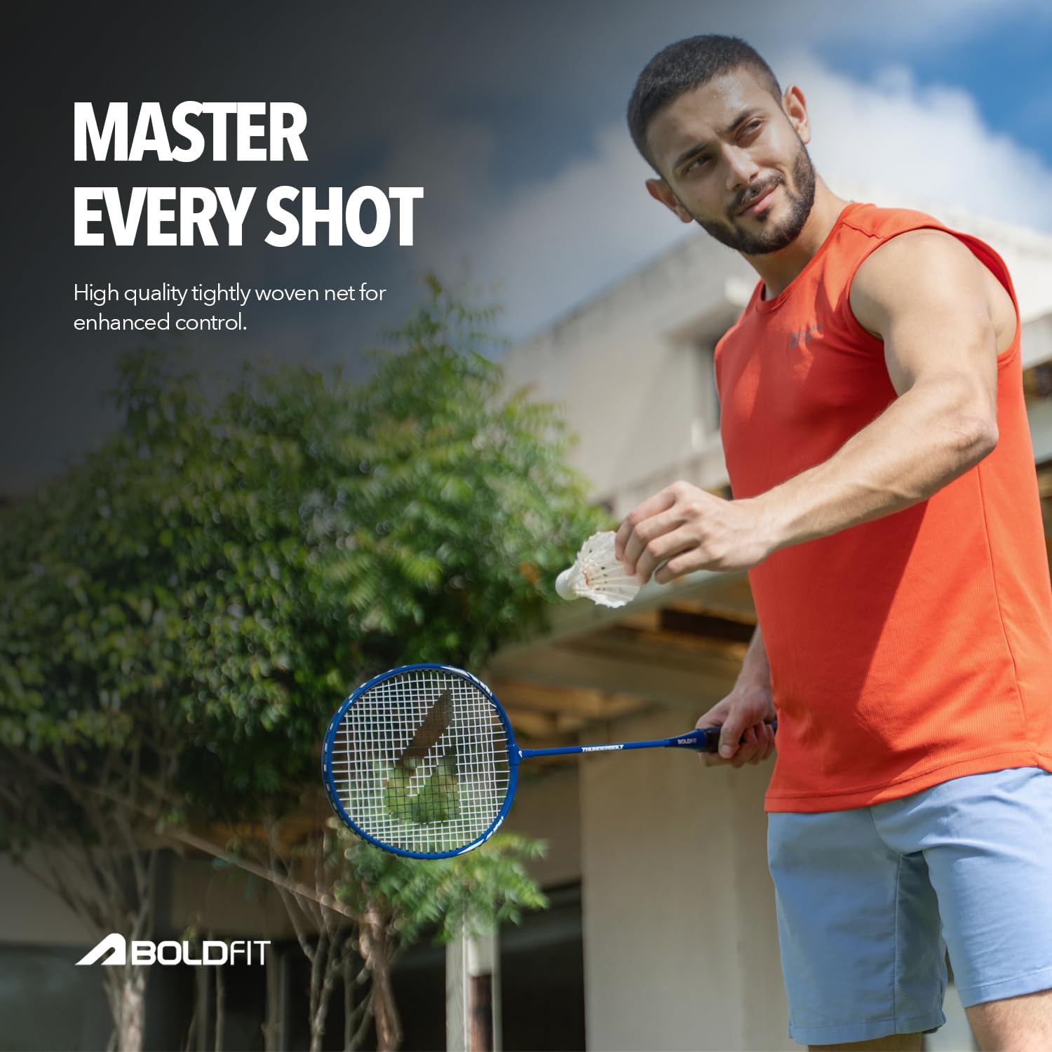 Boldfit Badminton Racket Combo for Beginners (Pack of 2) – Blue & Orange