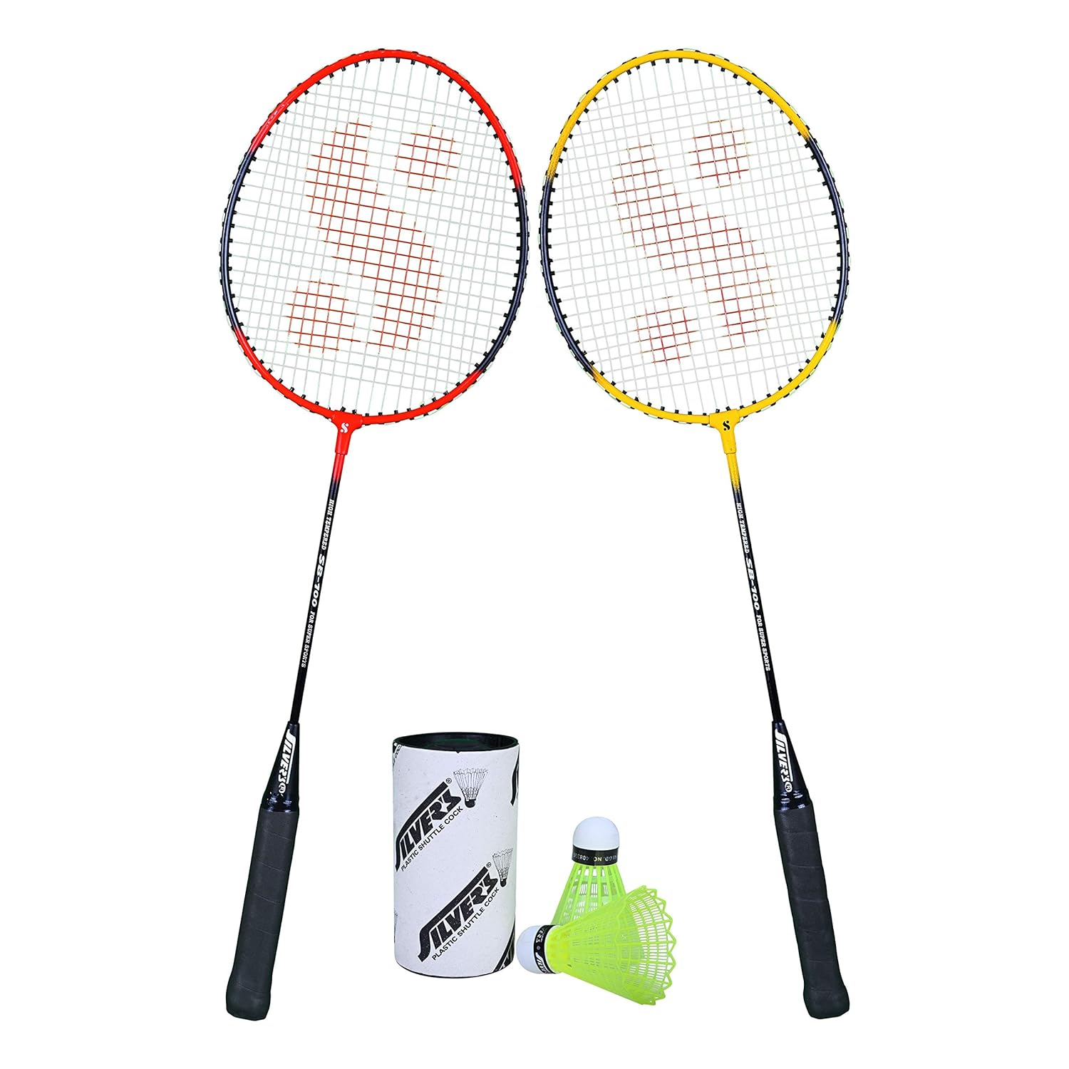 Silver's SB-100 Combo-5 Badminton Set (2 Rackets + 2 Plastic Shuttlecocks)