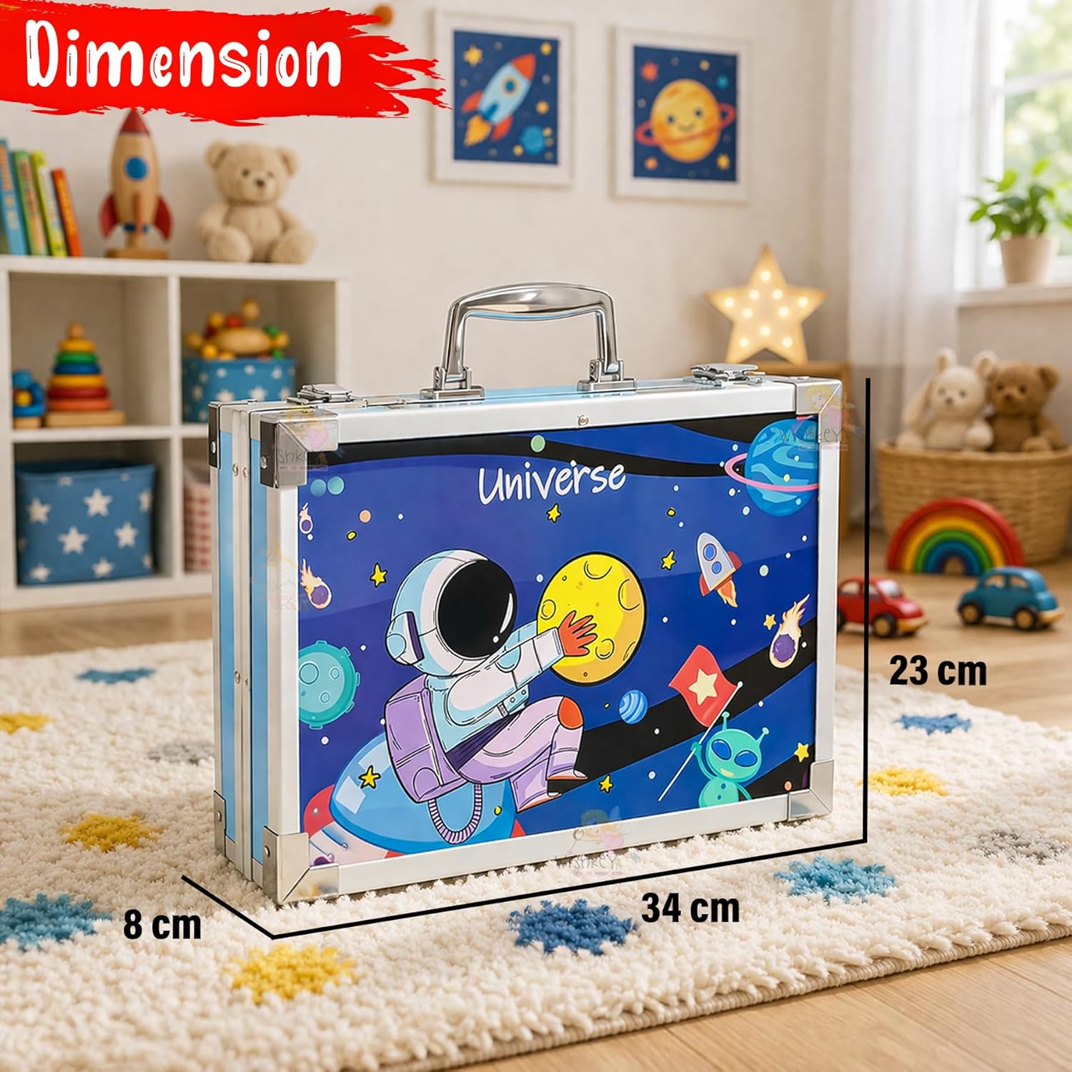 WISHKEY 145 Pieces Art Set for Kids with Space Theme Storage Case (Blue)